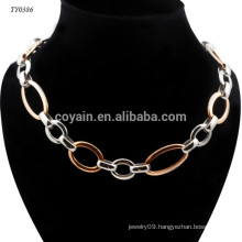 2 Different Color Plating Stainless Steel Simple Fashion Fake Gold Chain Necklace